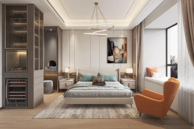 现代主卧3D模型下载